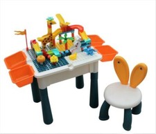 Kids Table & Chair Desk Set  Activity Play & Build  Bricks Childrens