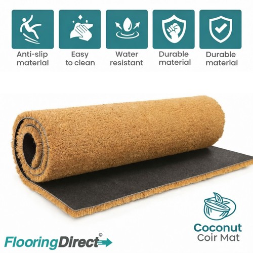 Natural coir matting 17mm pvc - natural,