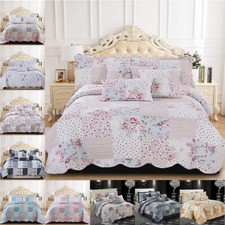 3 PCS Patchwork Bedspread Quilted Bed Throw Single Double King Size Bedding Set