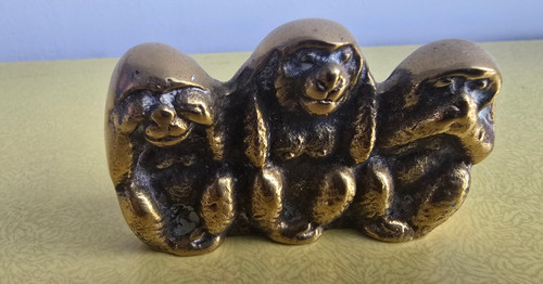 Vintage solid brass - 3, wise