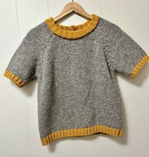 Babaa No5 Ochre Chunky Knit Spanish Wool Button Back Sweater RARE