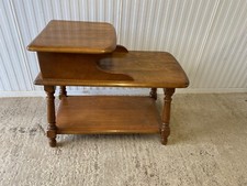 Vintage 1060s HEYWOOD WAKEFIELD Telephone ELM Seat Table ERCOL STYLE Bedside