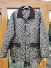 John Deere Quilted Jacket Brown Cord Collar Size XLarge Farm Country Style Coat