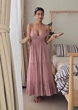 Zara Pale Pink 100% Cotton Sleeveless Backless Dress With Pocket S Ref 0881/320