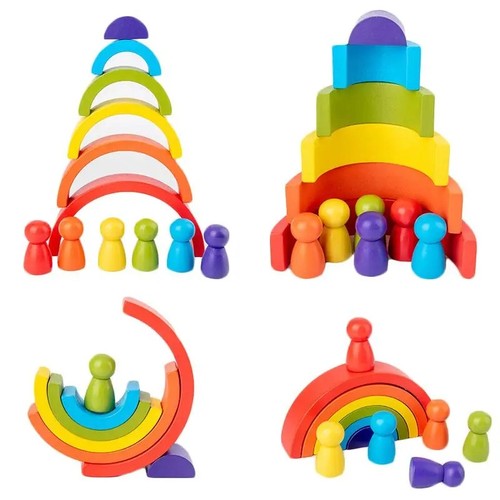 Wooden rainbow stacking - wooden,