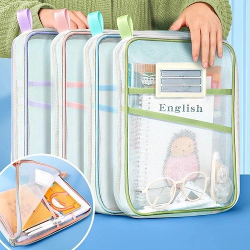 Mesh zipper file bag - a4,