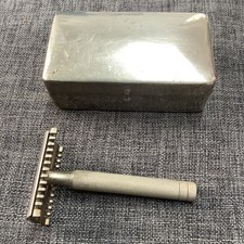 Vintage Gillette safety razor with metal case 