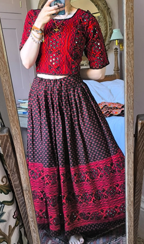 Red embroidered cotton - red, blend