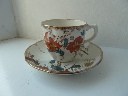 Vintage floral teacup saucer - teacup,