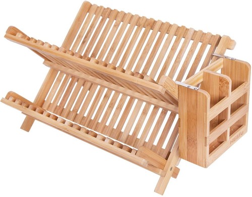 Dish rack bamboo - dish, folding