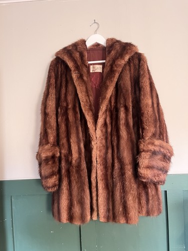Vintage brown real fur - , coat