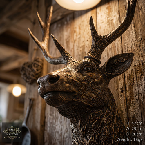 Brown wall mounted stag head - brown,