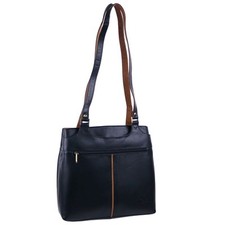 Ladies Soft Leather Two-Tone Shoulder Handbag by GiGi; Othello Collection Bag