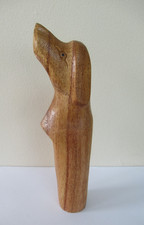 WOODEN CARVED DOG HEAD  STICK