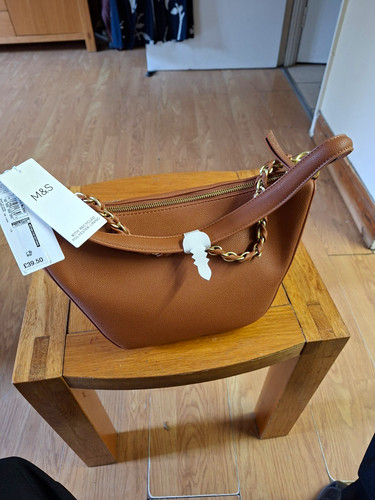 Tan faux leather - m&s, pebbled