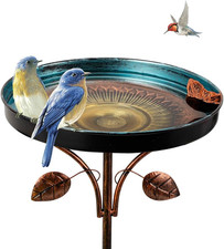 38 Inch Bird Bath with 5 Prongs Stake, Vintage Bird Bath for Outside, Garden Met