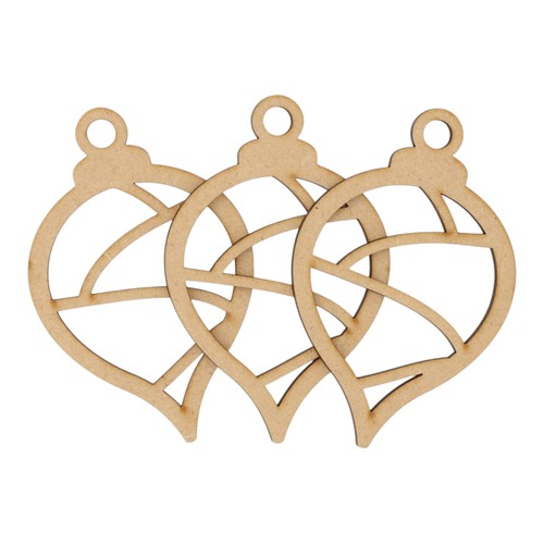 Wooden mdf christmas bauble - wooden,