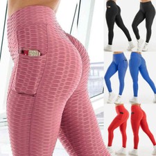 Women Anti-Cellulite Yoga Pants Pockets Butt Lift High Waist Leggings Exercise