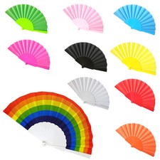 Hand Fan Held Tela Portable Spanish Dances Fabric Folding Party Wedding UK Gift