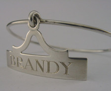 UNUSUAL STERLING SILVER BRANDY DECANTER BOTTLE COLLAR LABEL 1978 BARWARE