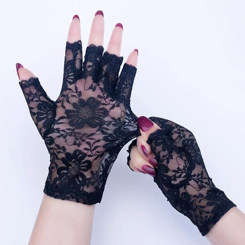 Ladies lace mesh fingerless - ladies,