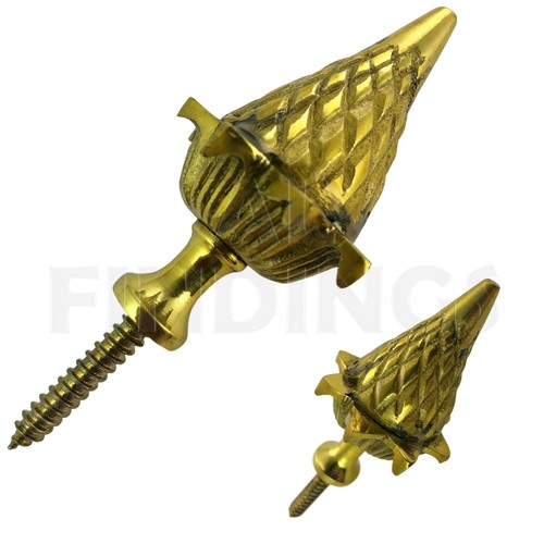 Small brass acorn ball spire - small,