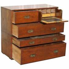 ORIGINAL 1890 ARMY & NAVY C.S.L STAMPED CAMPAIGN CHEST OF DRAWERS INCLUDING DESK