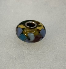 Authentic Trollbeads OOAK Blue & White Unique Glass Charm