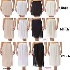 Half Slip Petticoat Underskirt Waist Ladies 18" 24" 27" Size 12-26 Black White +