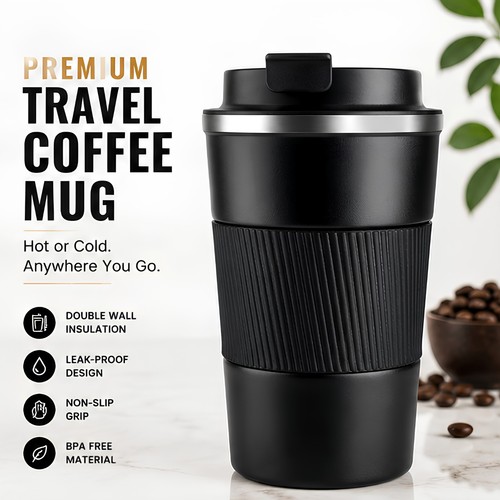 Stainless steel thermos mug - steel,