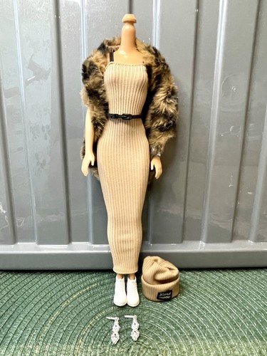Barbie doll 7pc outfit brown - barbie,
