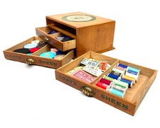 Antique Wooden Shop Display Sewing Cabinet for  J & P Coats Spool Haberdashery