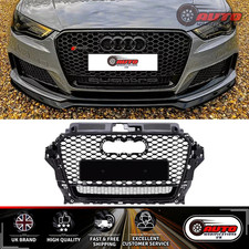 Audi RS3 Style A3 S3 8V Front Main Grille Gloss Black Honeycomb Mesh Grill 13-16
