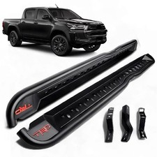 FOR TOYOTA HILUX 2021+ TRD RACING SIDE STEPS ROCK SLIDER STYLE HEAVY DUTY BLACK