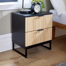 Modern Black Wood Bedside Cabinet Drawers Bedroom Table Organiser Furniture