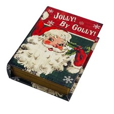 Jolly By Golly Vintage Christmas Santa Claus Medium Stash Book Keepsake Box