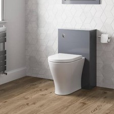 Grey Gloss Concealed Cistern Unit & Arles Toilet W500mm D215mm Single Flush