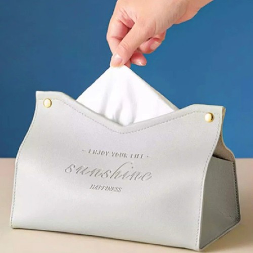 Leather tissue box cover - leather,