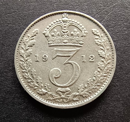 1912 silver threepence king - silver,