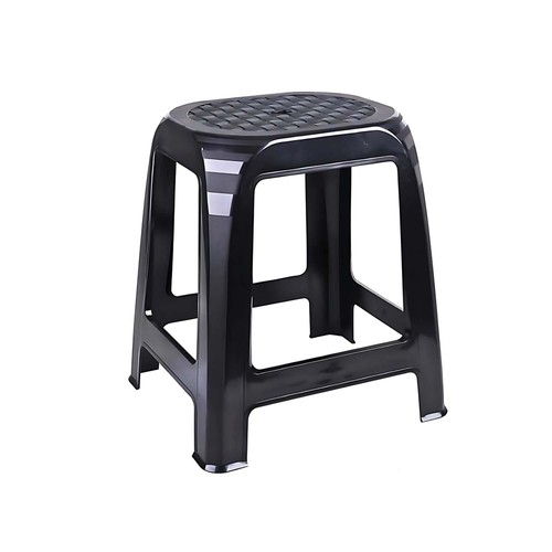 Plastic stool black rattan - stool,