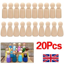 20pcs Wood Peg Doll Little People Baby Kids Wooden Dolls DIY Male Female 35MM E