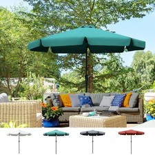 2.7m Patio Umbrella Garden Parasol Tilt Outdoor with Crank, 8 Ribs Ruffles