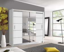 Oslo Modern Mirror sliding door wardrobe with LED Width 150cm In 3 Colors