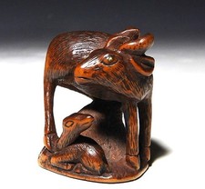 Japan antique Netsuke deers