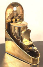 ANTIQUE BRASS CARDAN -TYPE OIL LAMP BIRD IN FOUNTAIN FEED c.1860