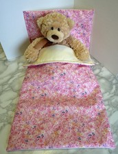 Dolls Doll Pram Cot Bedding / Duvet Set Lovely Pink Flowers Mix Great Gift