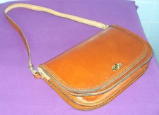 Quality Ladies Tan Leather Saddle Cartridge  Shoulder Bag /Handbag Convert Strap