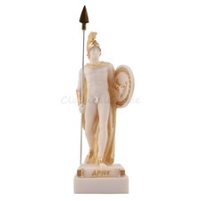 Statue Ancient Greek God Ares Alabaster 9.5" - 24cm Cast Marble Mythology