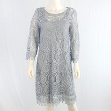 Phase Eight UK 16 Blue Lace Dress Crochet Overlay Lined Wedding Guest Occasion