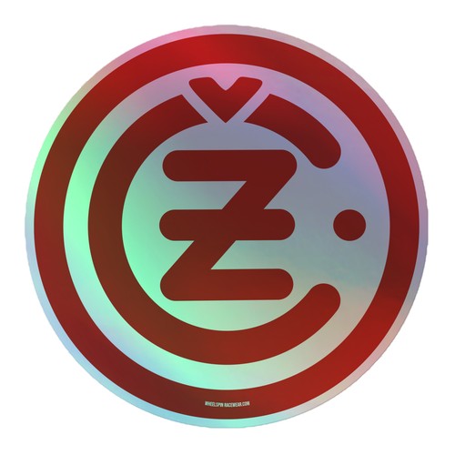 Round red logo - red, holographic
